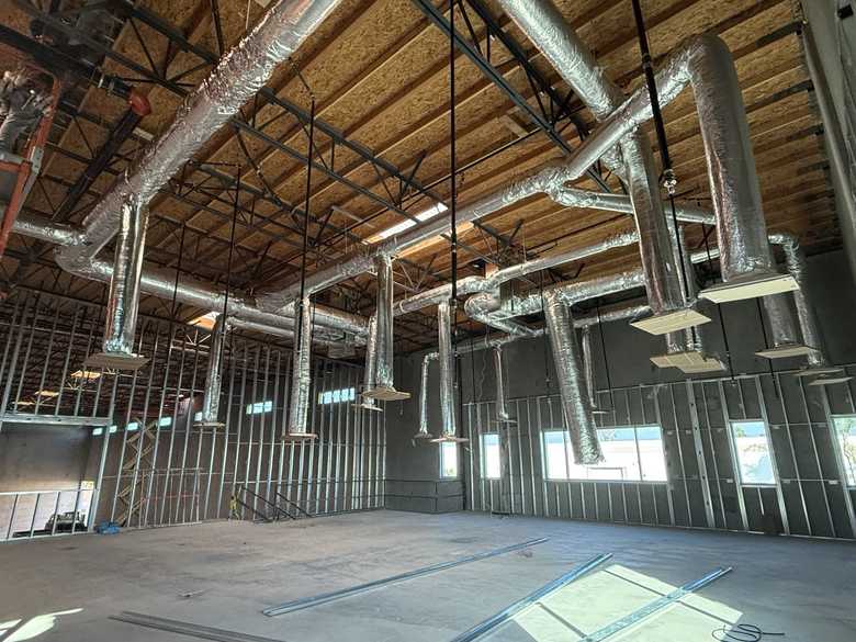 Exposed overhead ductwork installation
