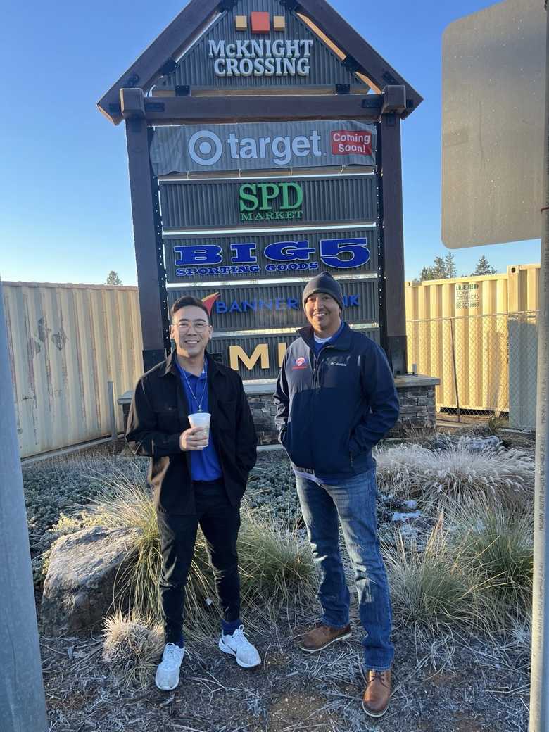 Team at a shopping center