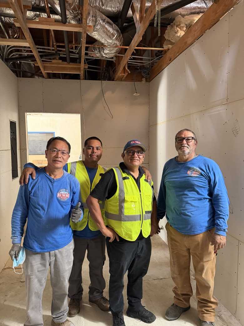 Crew at an interior buildout