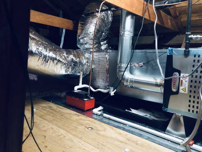 Attic equipment and drain connections