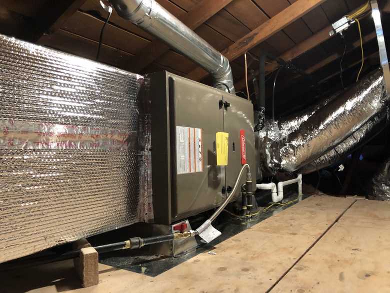 Attic air handler and duct connections