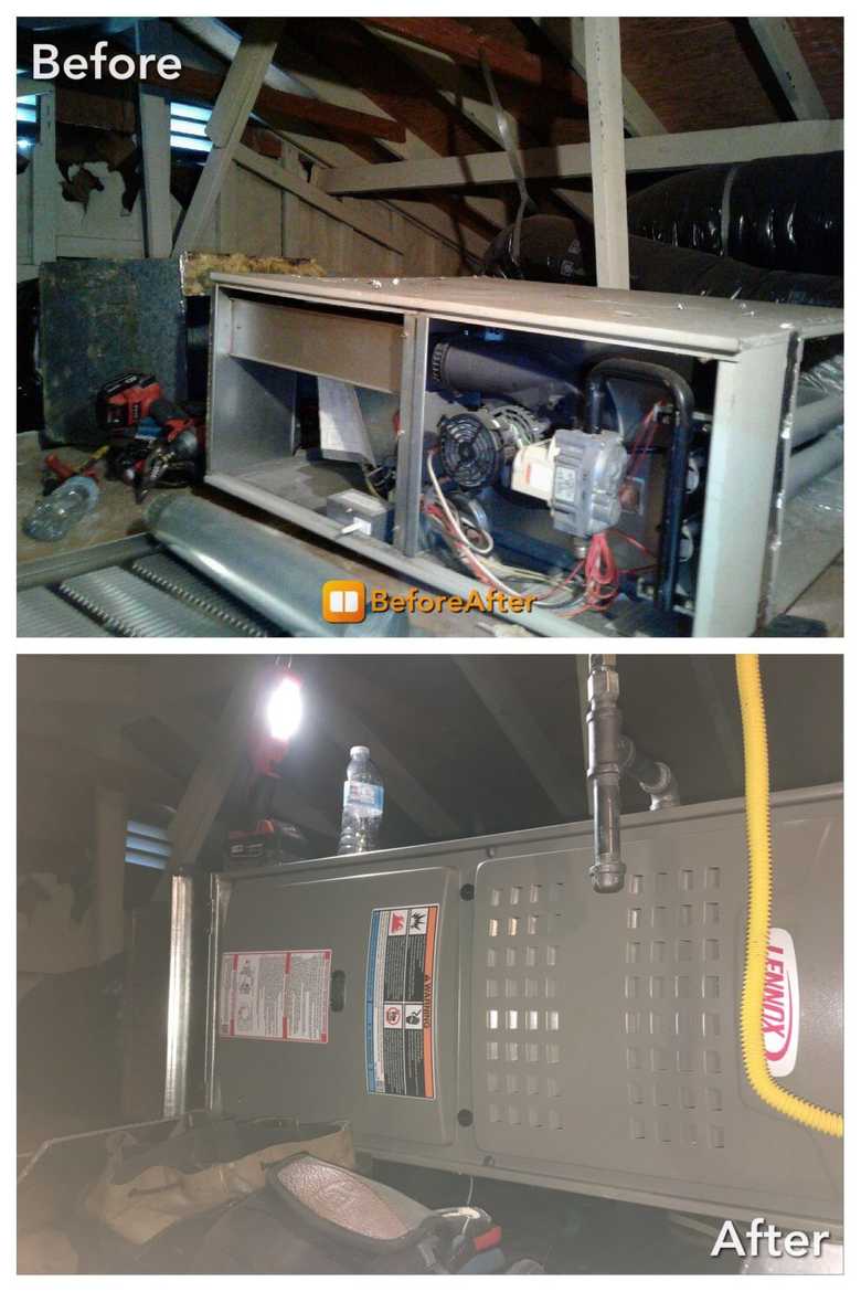 Before and after: attic equipment replacement