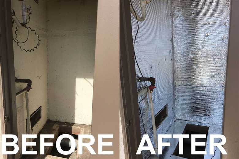 Before and after: equipment closet lining