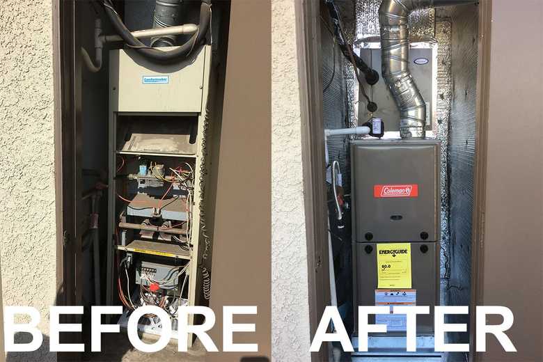 Before and after: furnace replacement