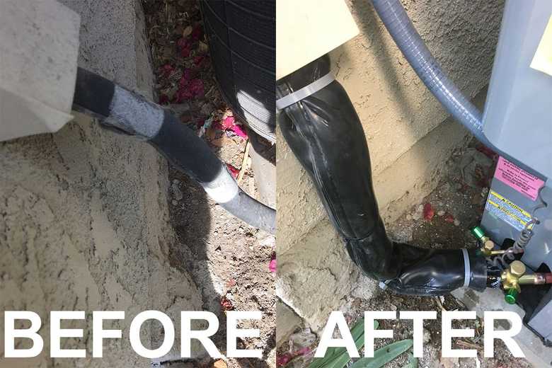 Before and after: outdoor refrigerant line covering