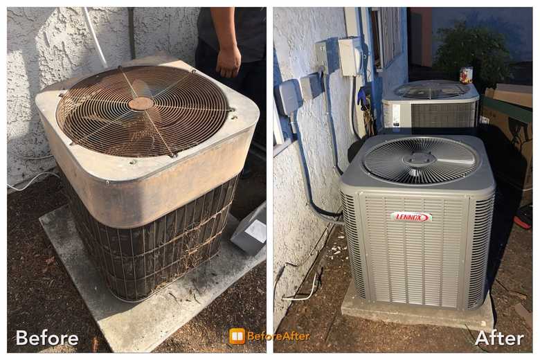 Before and after: outdoor condenser replacement